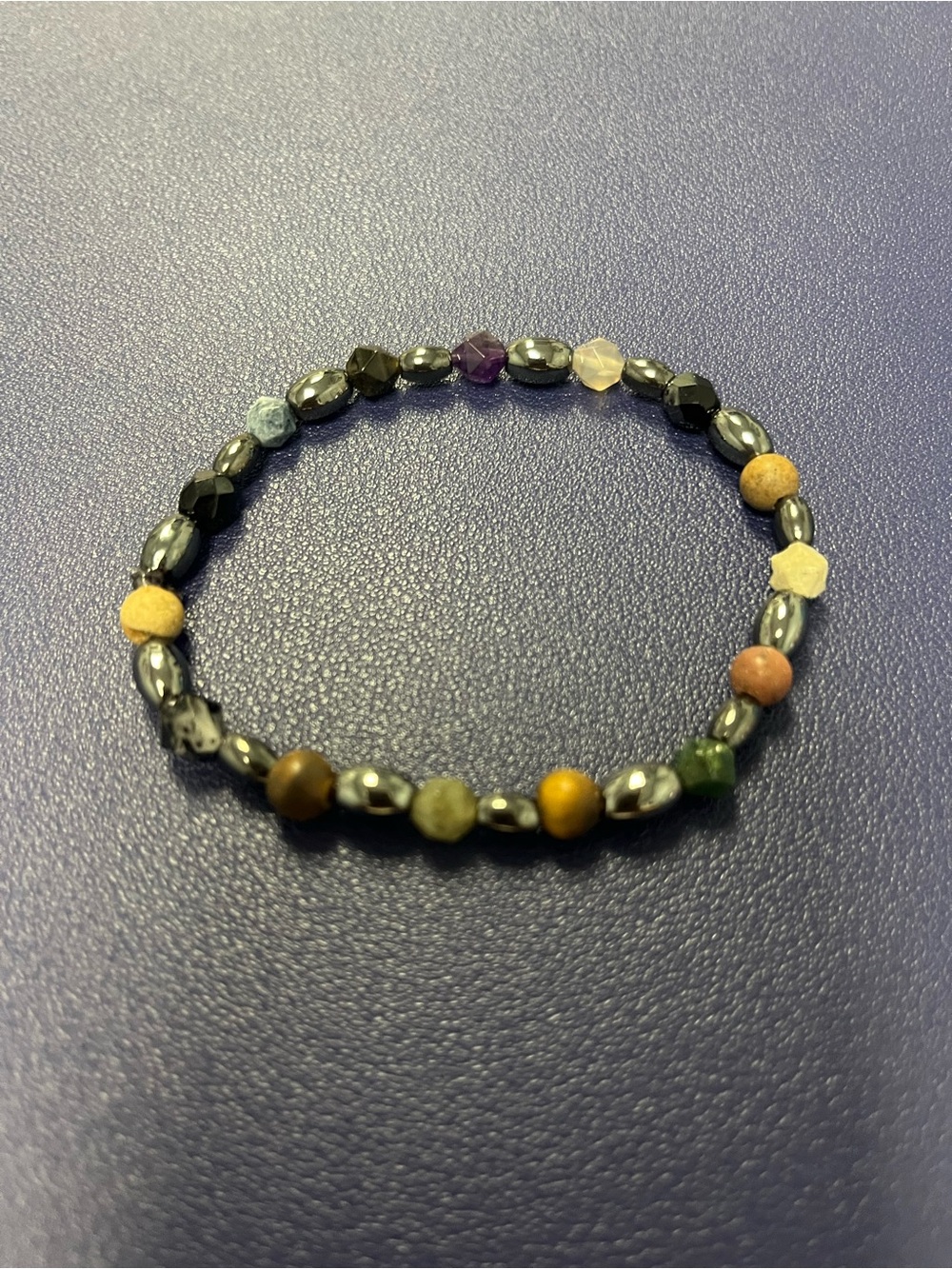Hand Crafted Multicolor Beaded Bracelet with Hematite